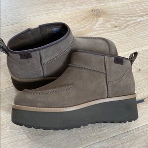 UGG Taupe Suede Platform Boots